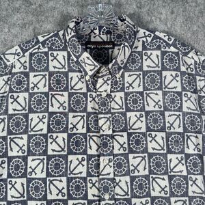 Reyn Spooner Shirt Mens Size 2XL Blue Hawaiian Short Sleeve Anchor Linen Blend